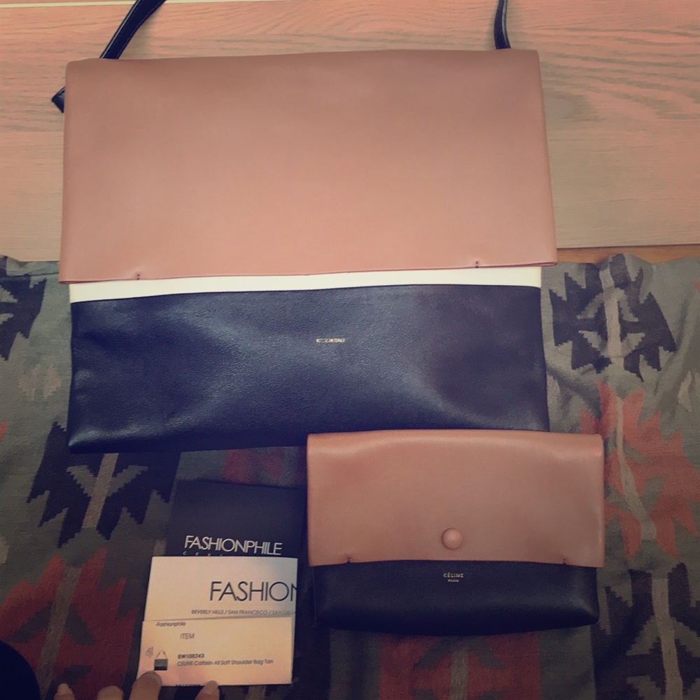 Celine calfskin all soft shoulder bag Tan